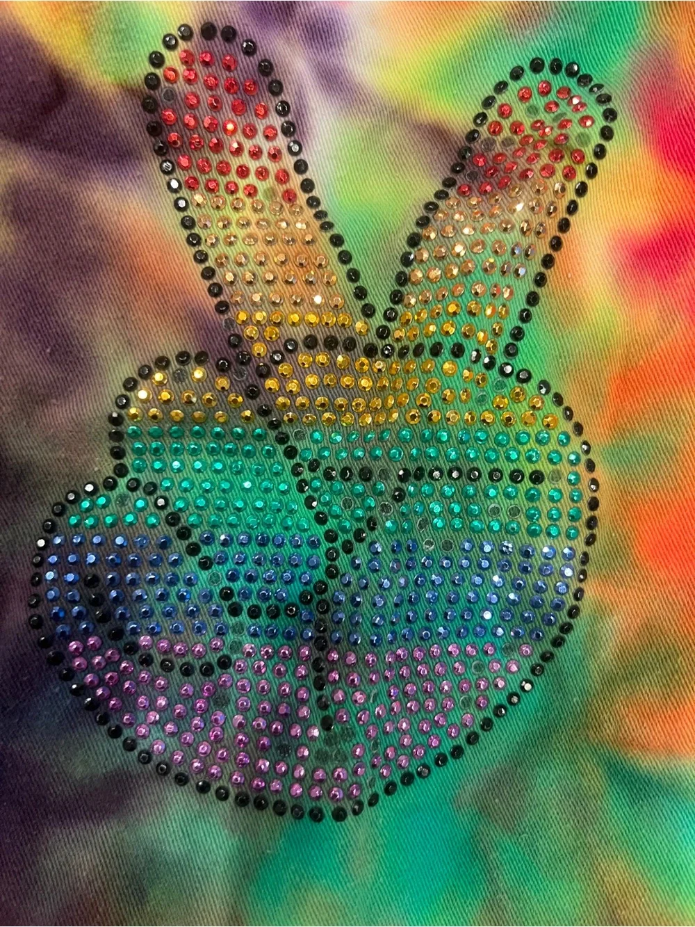 Undee Bandz Drawstring Backpack Tie Dyed with Multicolor Grommets Peace Symbol
